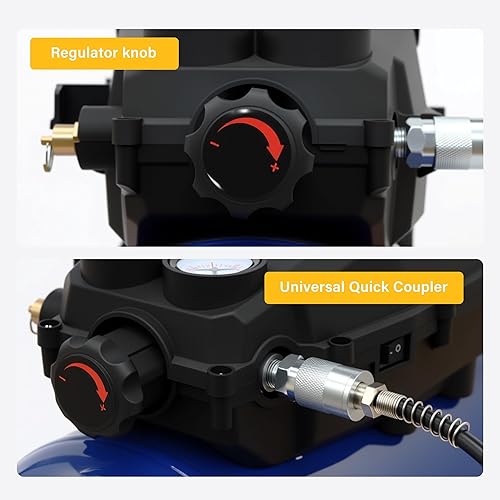 Miniatura 6 de Compresor de aire, tanque portátil sin aceite de 3 galones máximo 110 PSI e ideal para pintar, inflar y otras herramientas neumáticas.