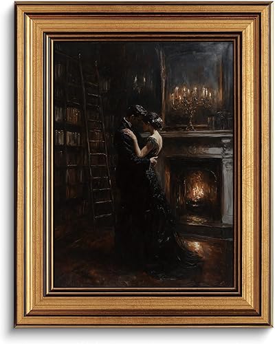 CHMMART Arte de pared vintage enmarcado en oro, academia oscura para pareja, impresiones artísticas victorianas de cabaña victoriana, decoración de