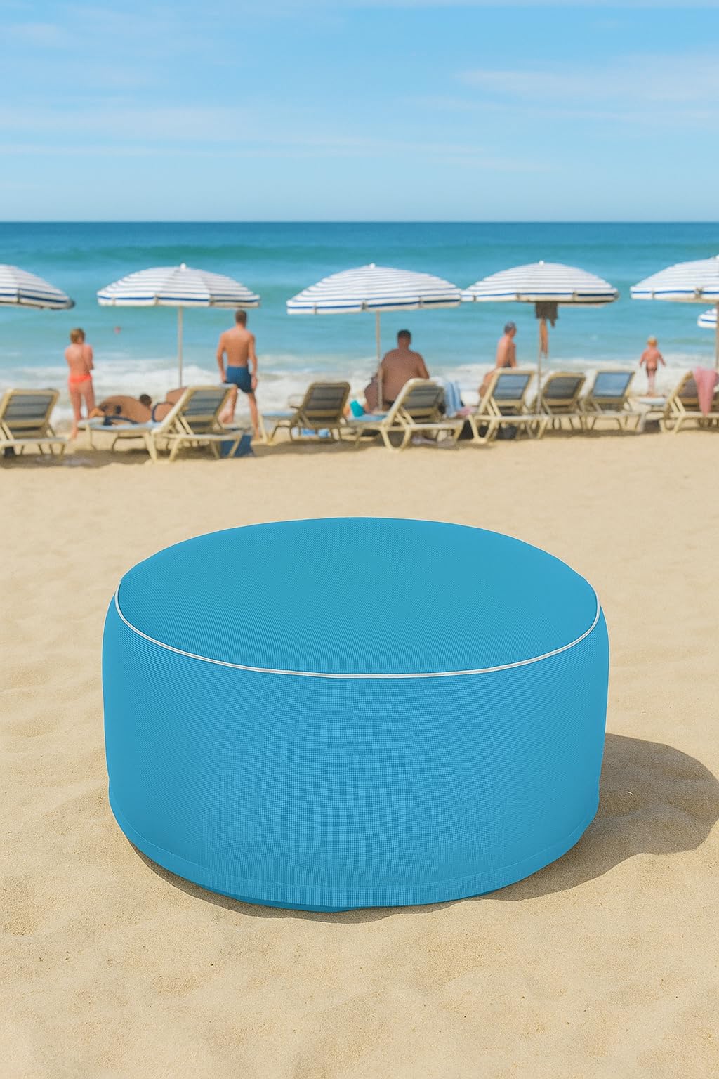 Brandsseller Pouf Gonfiabile per Esterni, Pouf Ø 55 x 25 cm, Impermeabile per Giardino, Terrazza, Soggiorno e Spiaggia, Resistente alle Intemperie e Facile da Pulire
