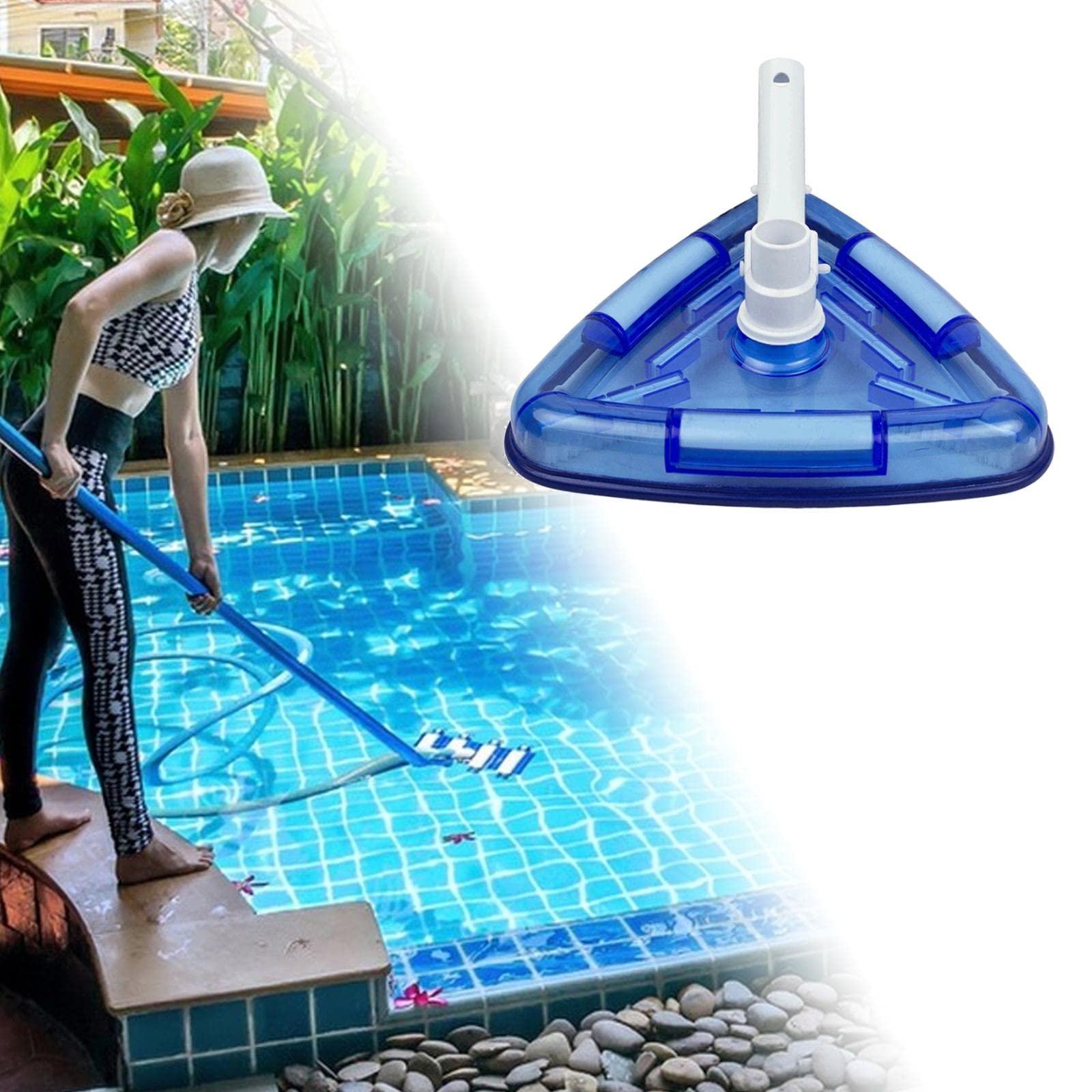 Tête d'Aspirateur de Piscine Triangulaire Transparente Brosse avec Raccord Pivotant Accessoire pour Aspirateur Piscine Outil Portable Utilisation