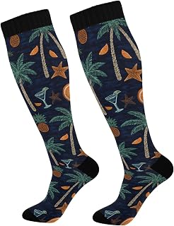 Compression Socks for Women Men Palm Tree Navy Blue Support Socks For Nurse, Travel, Flight