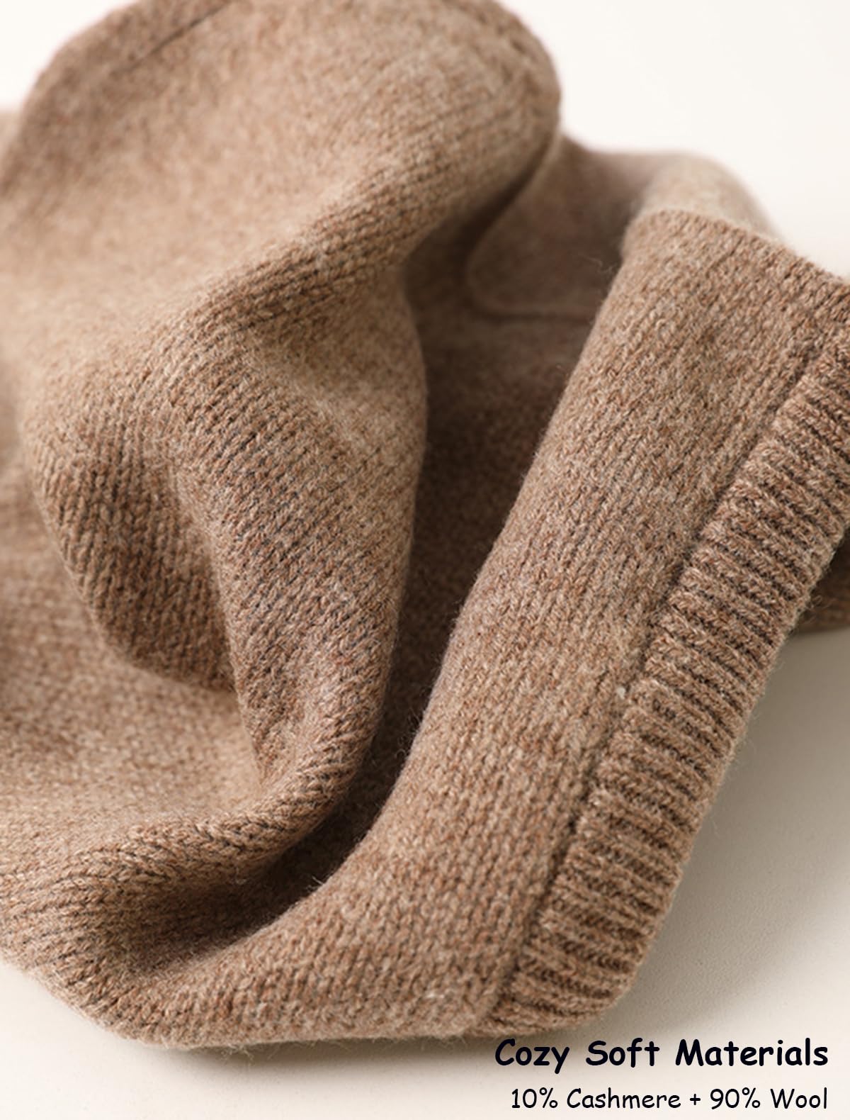 Unisex Pasamontañas Sombrero Bufanda con Capucha, 10% Cachemira y 90% Lana, Invierno de Punto Suave Gorro Beanie Tubo Bufanda 2 en 1 para Mujer Hombre, Moda Cálido Calentador de Cuello Coffee F