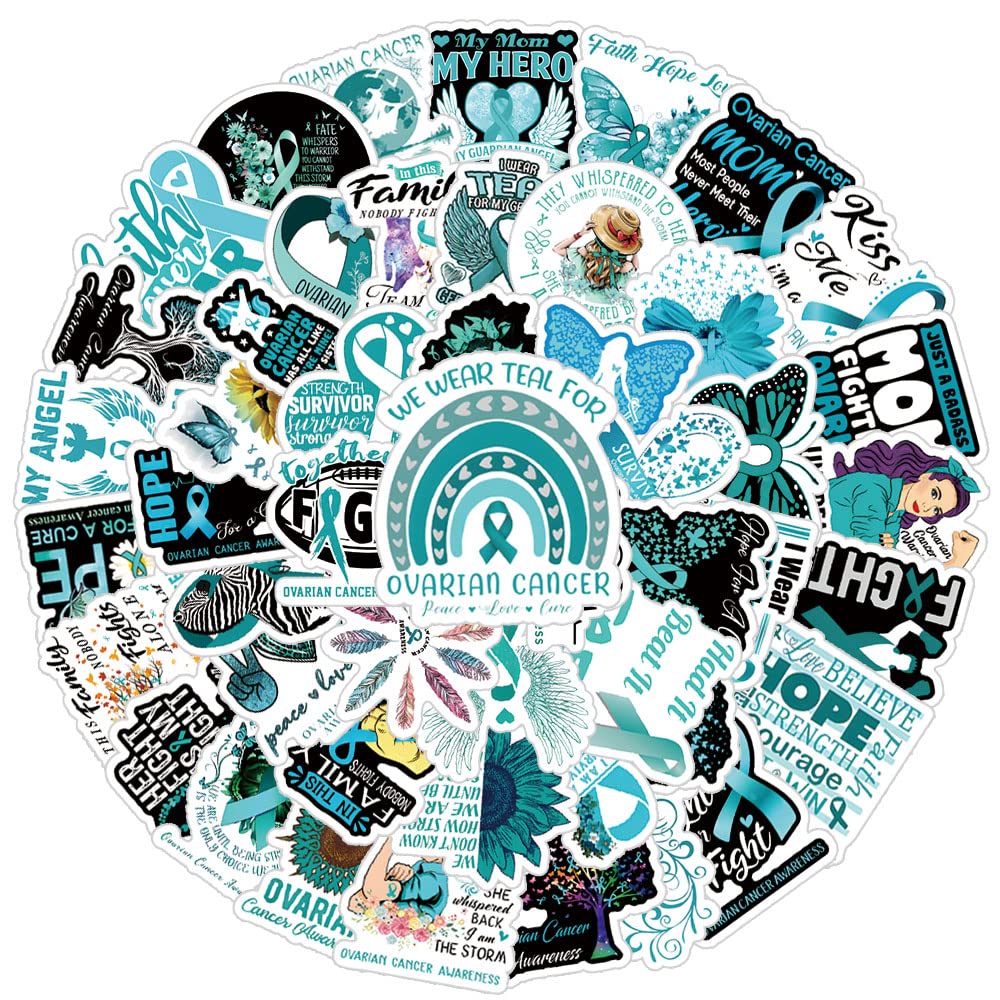 Amazon.com: 61 Pcs Ovarian Cancer Awareness Ribbons Vinyl Decals ...