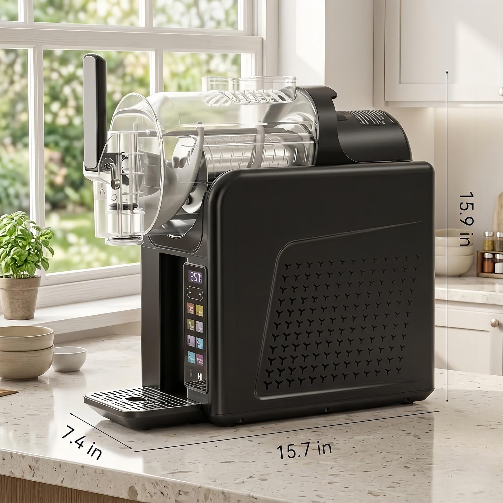 BANGBANGJI Máquina de Granizados Heladera 2L, 6 Programas, Pantalla LED, Autolimpieza, Temperatura Ajustable, para Margaritas, Frappés, Batidos Y Más Black