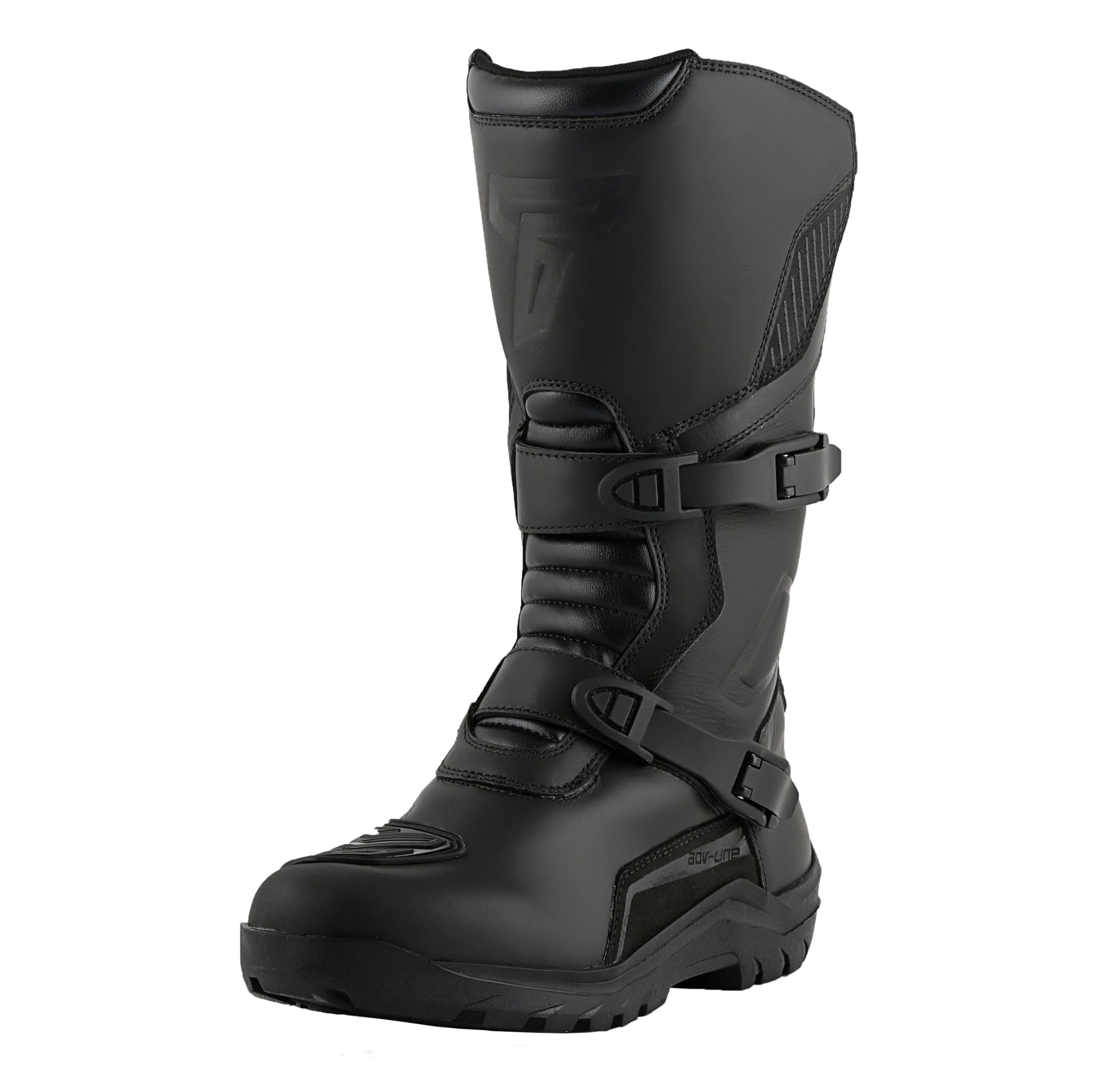 Texpeed - Skórzane buty motocyklowe dla mężczyzn – Adventure – 100% wodoodporne, wysokie, – buty motocyklowe touring/cruiser – Czarne – EU 43