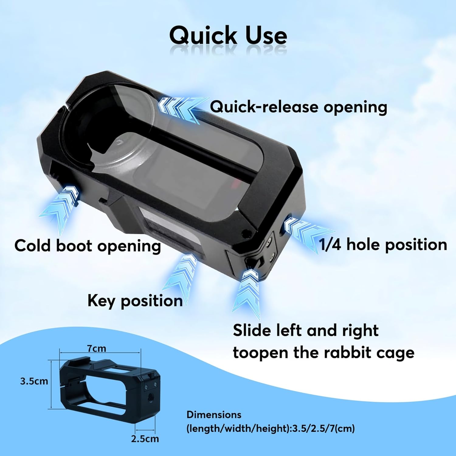 Aluminum Alloy Cage for DJI Osmo Nano, Protective Cage Compatible for DJI Mic, with a 1/4"-20 Threaded Hole/Quick Release Mount for DJI/Cold Shoe Mount