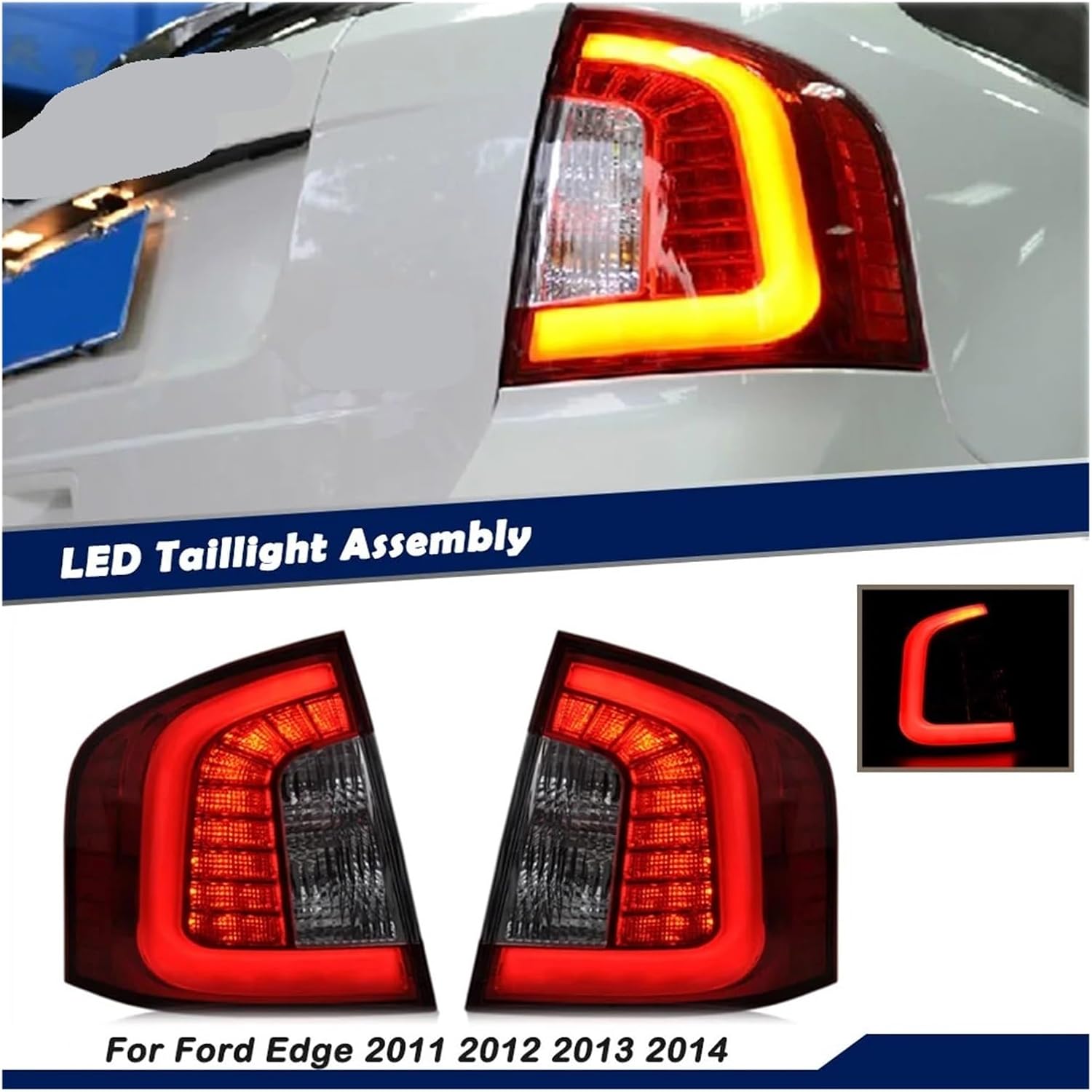 LED Rear Dynamic Turn Signal Light Side Boot Taillamp Bulb Compatible With Ford Edge 2011 2012 2013 2014