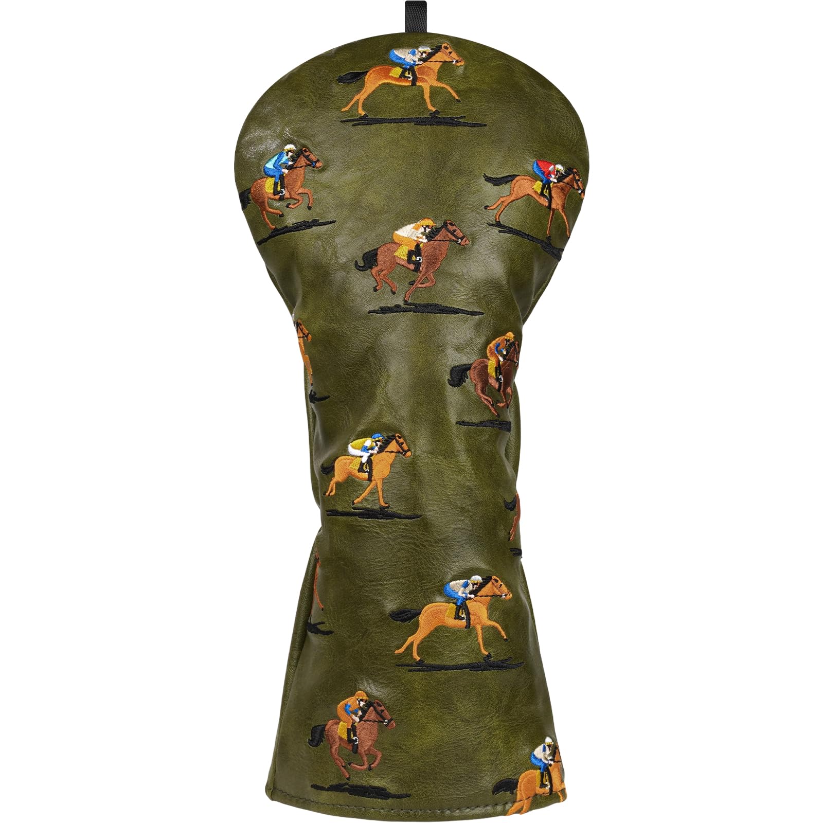 Golf Club Head covers for Driver 460CC DR #1 Elastic Closure Green PU Leather Horserace Pattern 2