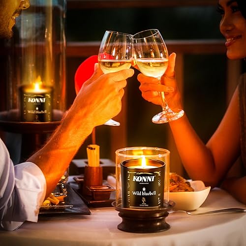 Miniatura 5 de KAMMAK Vela perfumada para el hogar y hombres, vela en tarro negro, regalo para mujeres, velas de soja de lujo para baño, aroma a campanilla