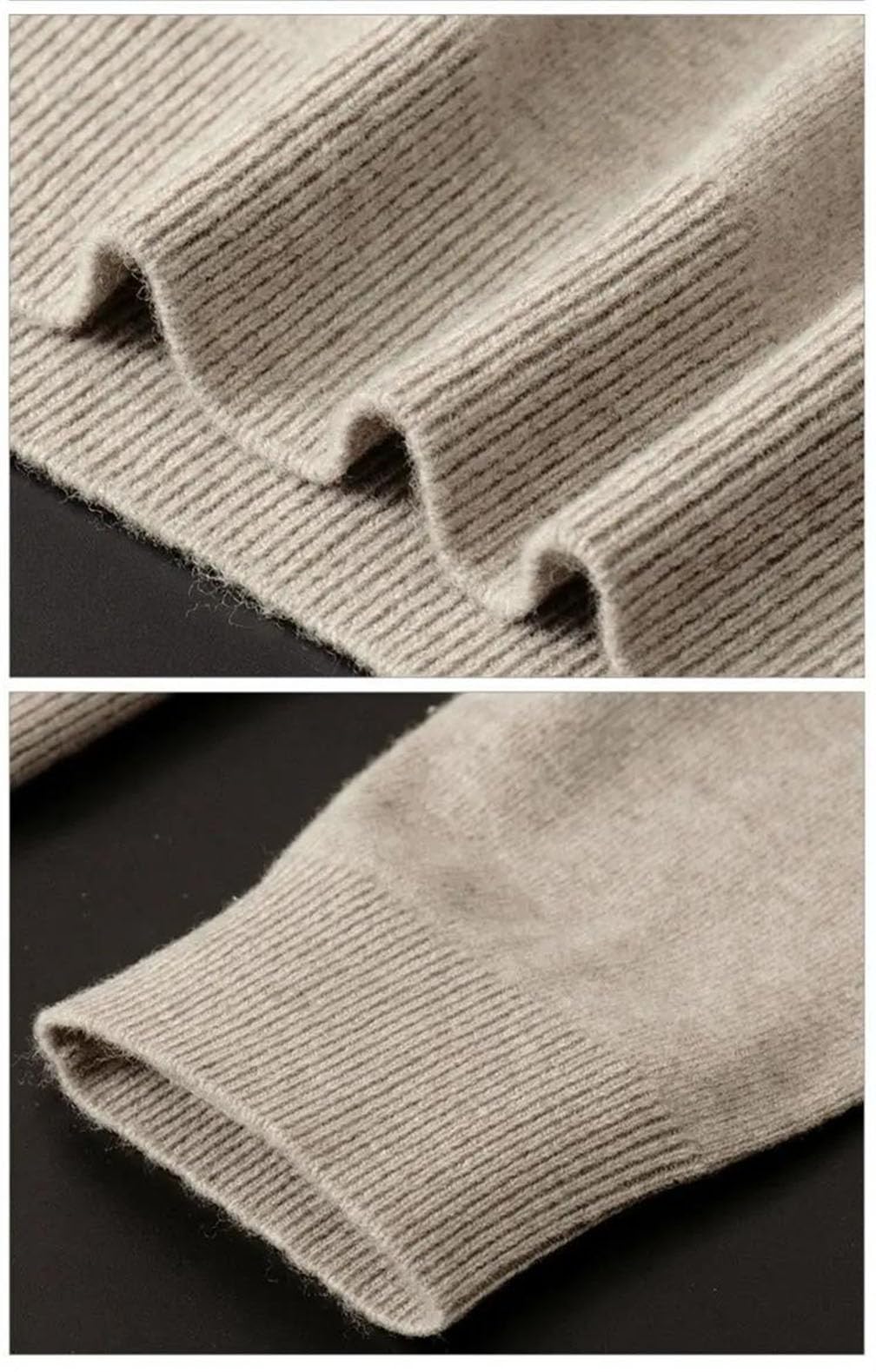 Suéter de cuello alto para hombre, cálido, suelto, color liso, suéter de punto cálido