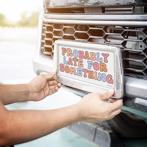 Miniatura 4 de Honey Dew Gifts, Probablemente tarde para algo, 12 x 6 pulgadas, placa decorativa divertida, placas de tocador para automóviles, placa frontal