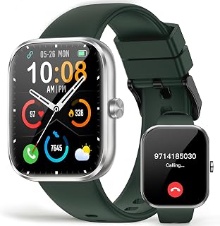 Smart Watch for Men Women with Bluetooth Calls, 1.83" HD Touchscreen Fitness Tracker, 110+Sport Modes, Heart Rate/Sleep Monitor, IP68 Waterproof, Activity Tracker for Android iOS, Black Green