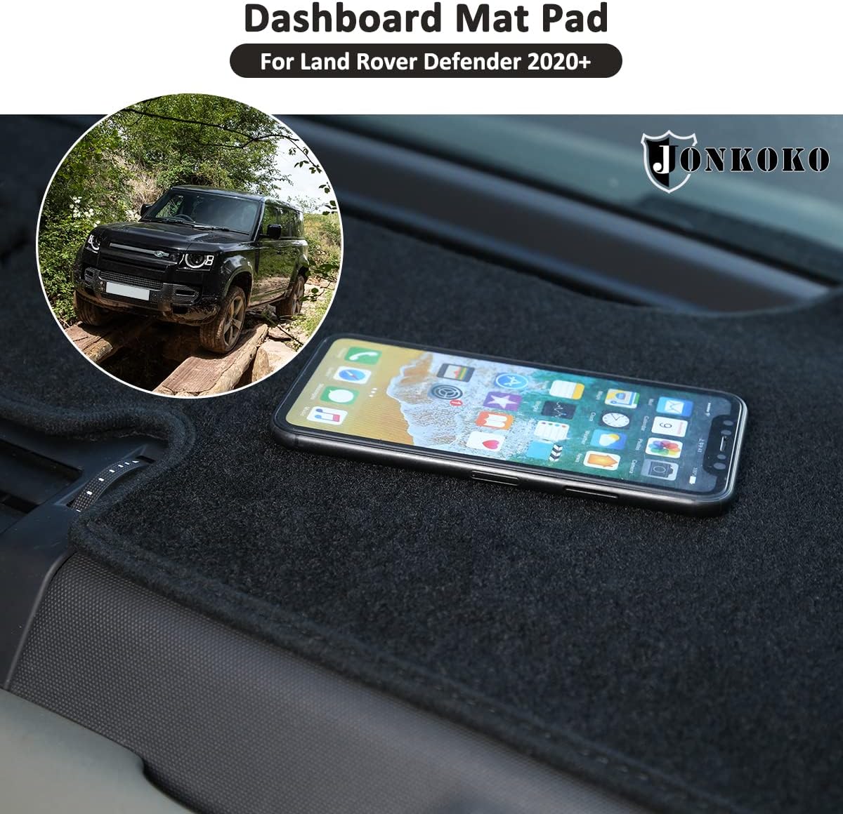 Black Dashboard Dash Board Cover Mat Carpet for Land Rover Defender 2020-2023 Car Interior Dash Covers Dashboard Mat Pad (Left Hand Drive)