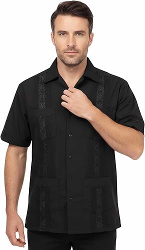 Miniatura 3 de Allsense - Camisa guayabera cubana de manga corta con botones para hombre