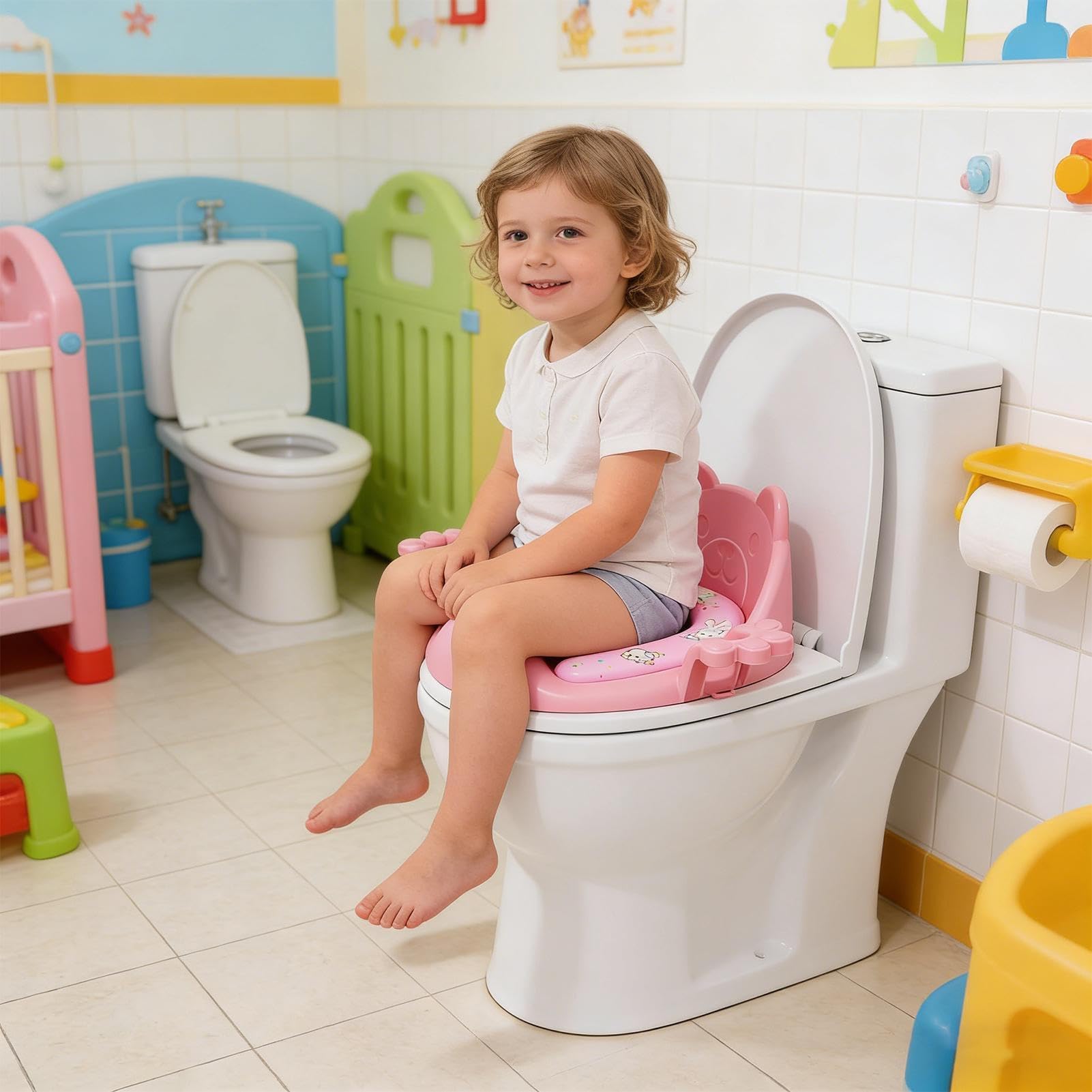 Vasino per imparare a usare il vasino con cuscino regolabile per ragazzi e ragazze, comodo vasino per uso domestico, viaggi, attività all'aperto, campeggio, camper e dormitorio