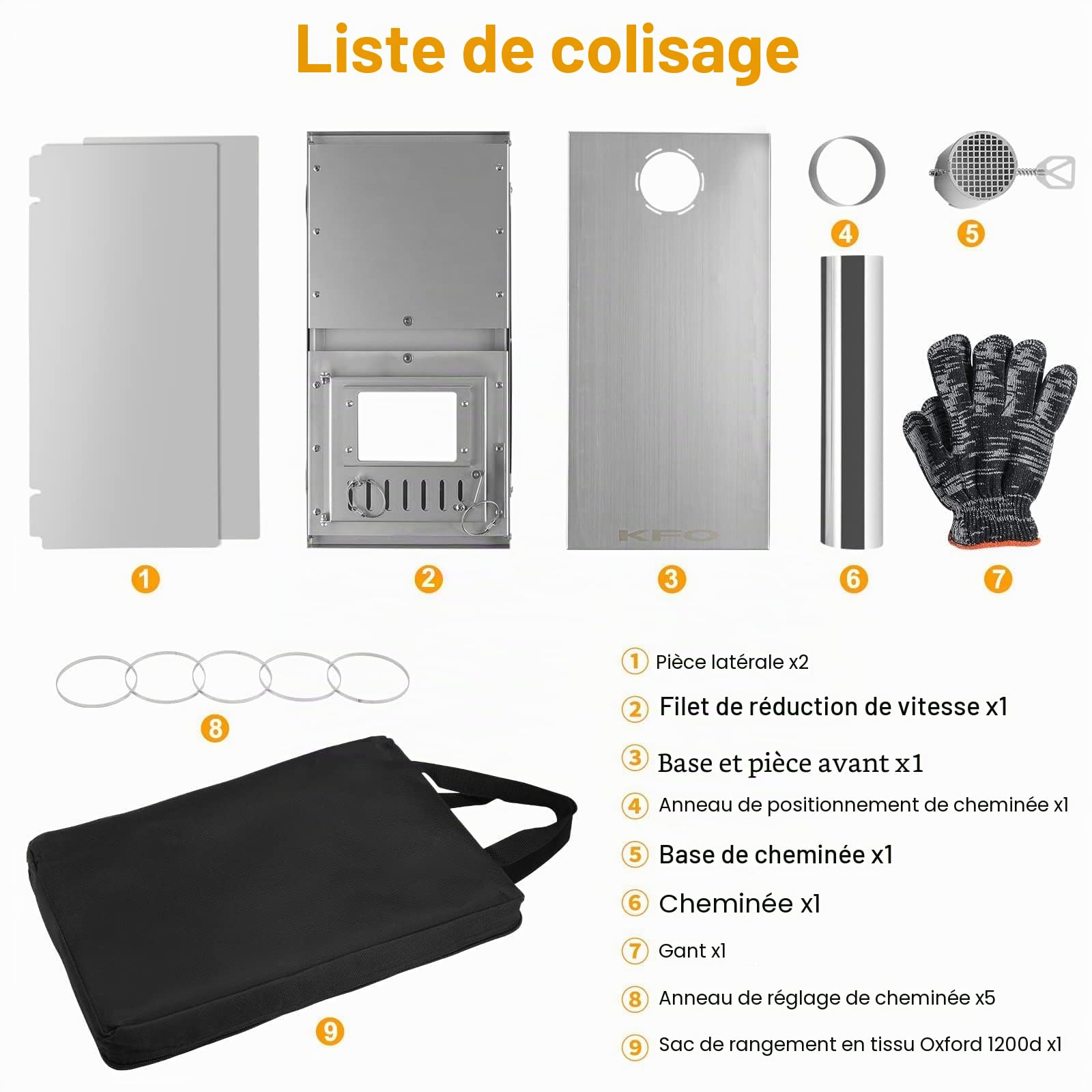 KFO ACIER 304 INOXYDABLE POÈLE DE CAMPING, ULTRALÉGER PORTATIF, Fourniveau à Chauffage et Cuisine, Platte de Cuisson Plateau, 3 kg