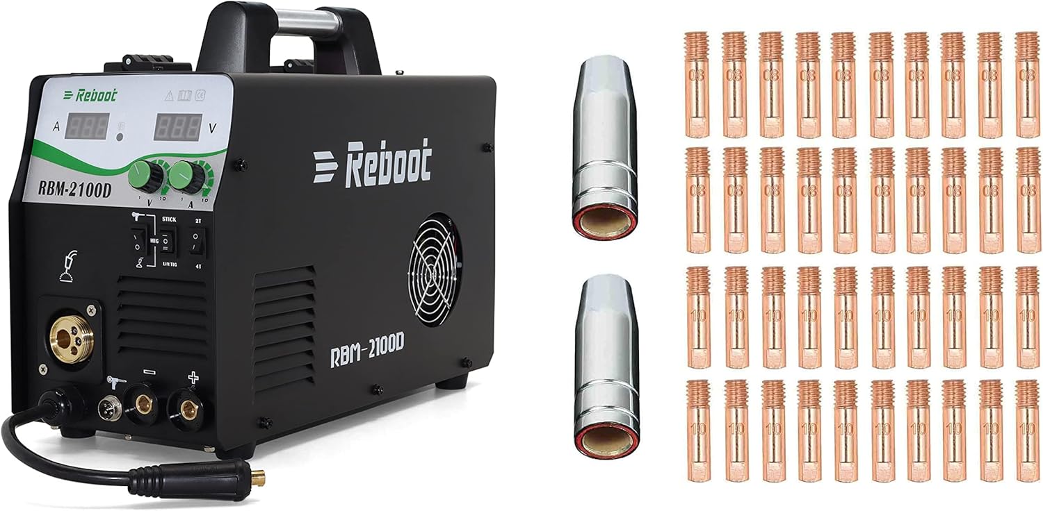 MIG Welder 110/220V with Gas Reboot RBM2100D Flux Core Welding Machine