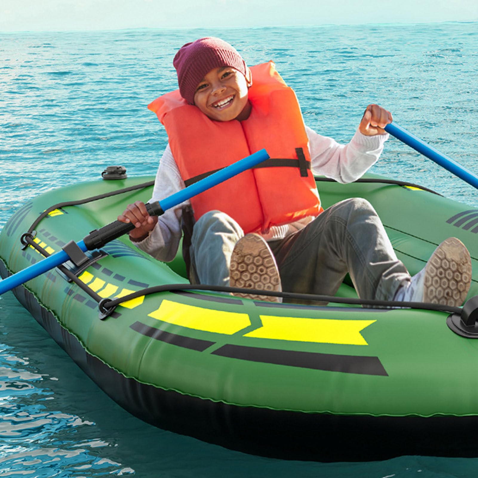 Barcos inflables para Adultos: Kayak de de 6,30 x 3,71 x 1,31 Pulgadas | balsa portátil, canoa flotante duradera y fácil de usar | Kit de botes inflables con bomba de remo para lago río al aire