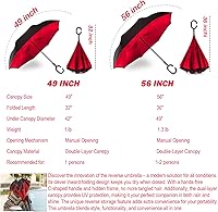 Vista 36 de SIEPASA Paraguas invertido invertido de 49/56 pulgadas, doble toldo extra grande, ventilado, resistente al viento, impermeable, paraguas de golf