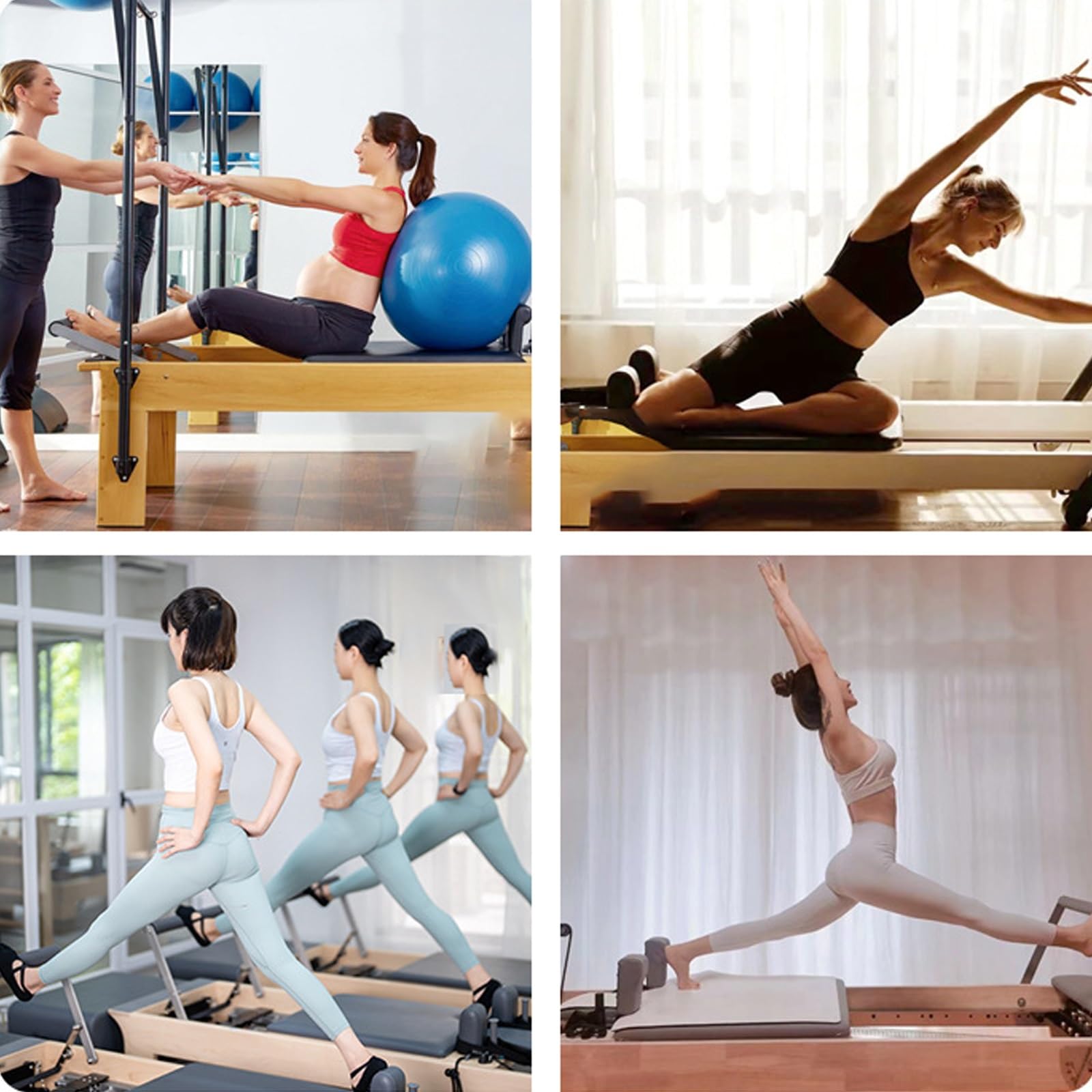 Pilates Reformer Machine - Składany sprzęt do treningów domowych - drewniana wielofunkcyjna konstrukcja do rozciągania i równowagi