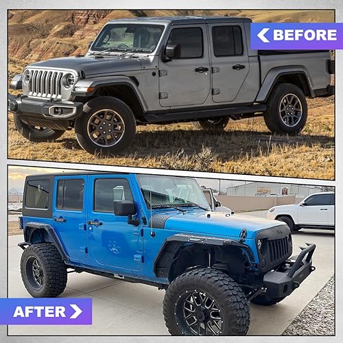 Miniatura 8 de NIXON OFFROAD Guardabarros delantero y trasero de repuesto para Jeep Wrangler JK 2007-2018 de 4 puertas/2 puertas para todoterreno salvaje, para