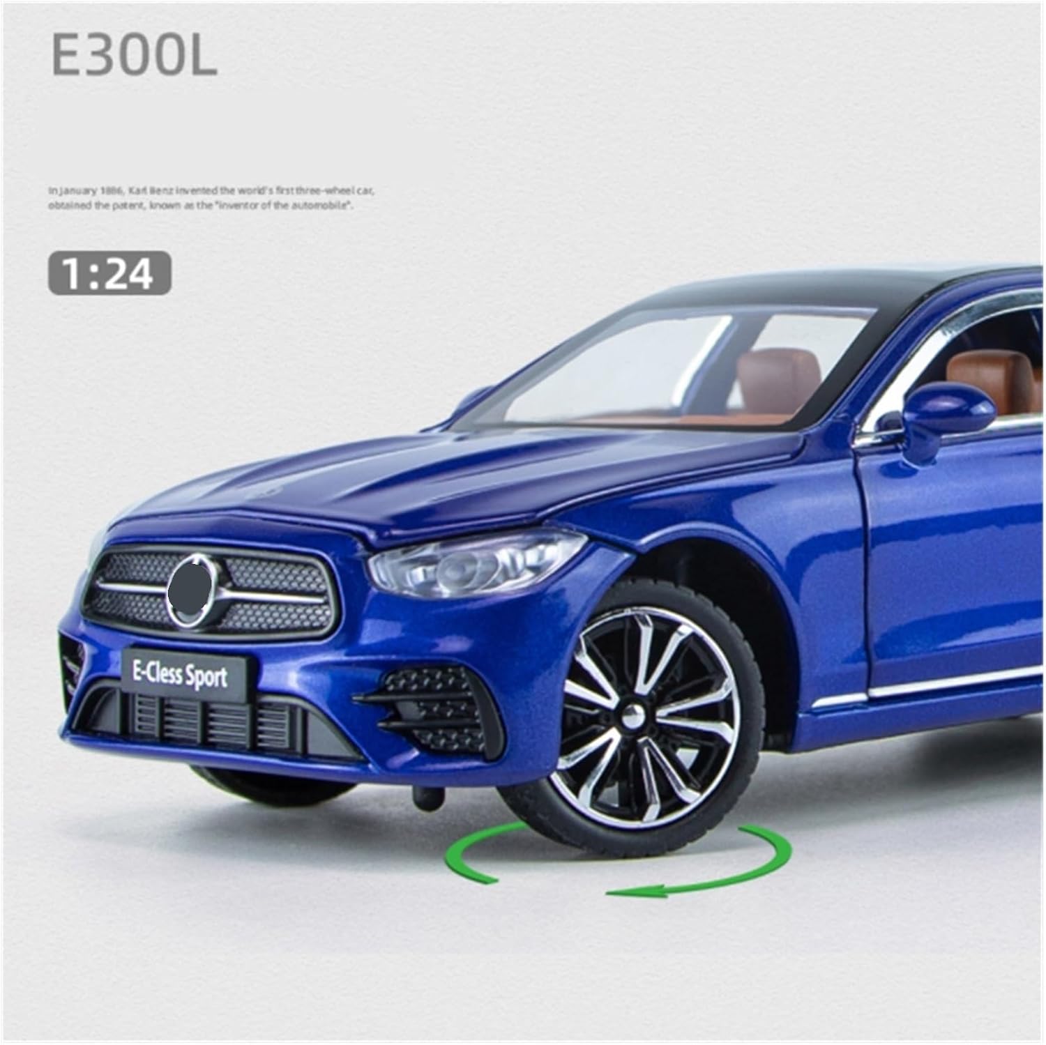 1:24 for E-Class E300L Alloy Diecasts Metal Toy Vehicles Car Model Sound Light Collection Gifts(Blue C,with Box)