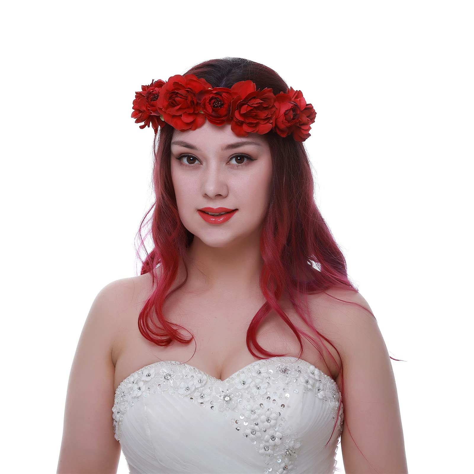 Yili Maizi Romantic Flower Crown Hair Wreath Bridal Headpiece Blush Purple Flower Headband