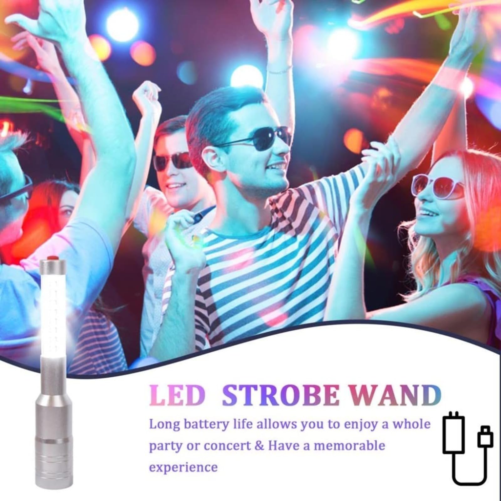 Lote de 2 lámparas LED para botella, varillas estroboscópicas y luminosas recargables para botellas de champán, bar, club, fiesta, cumpleaños, boda, eventos