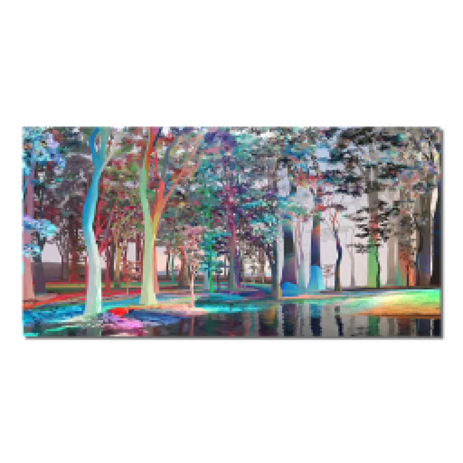Affiche arbres bouleaux peinture abstraite grand format sur toile haut de gamme 90x180