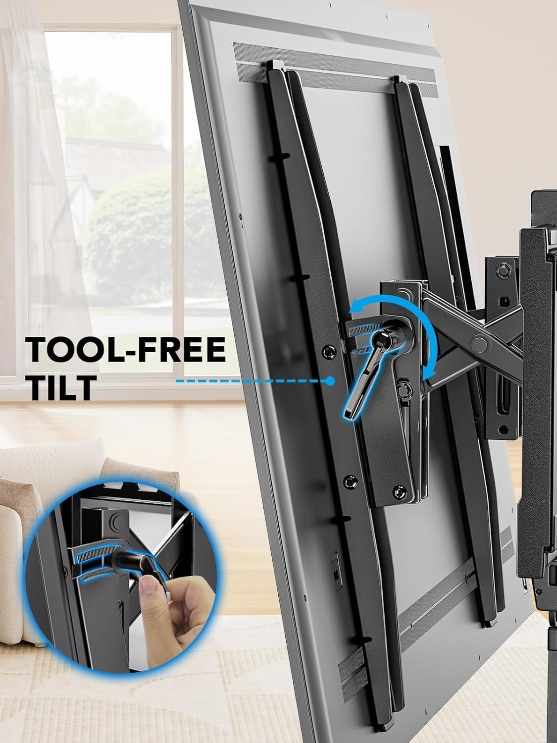 Pipishell Soporte de pared para TV con certificación UL para televisores de 42 a 90 pulgadas de hasta 130 libras, soporte de TV inclinable avanzado con inclinación completa de 15°, extensión de brazo