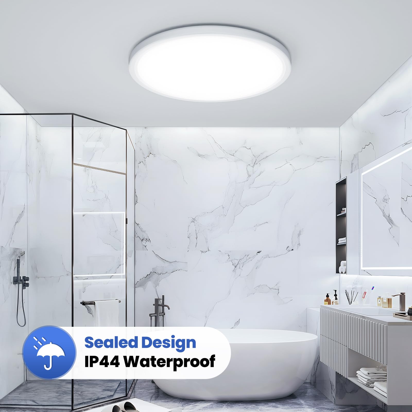 NIBSHOOM Plafoniera LED Soffitto Rotonda Piatta 6500K, 18W/1800LM/IP44 impermeabili Ultrasottile Plafoniere da Soffitto,Moderno Semplice Lampada LED Soffitto per Bagno Soggiorno Camera Cucina,220*17mm