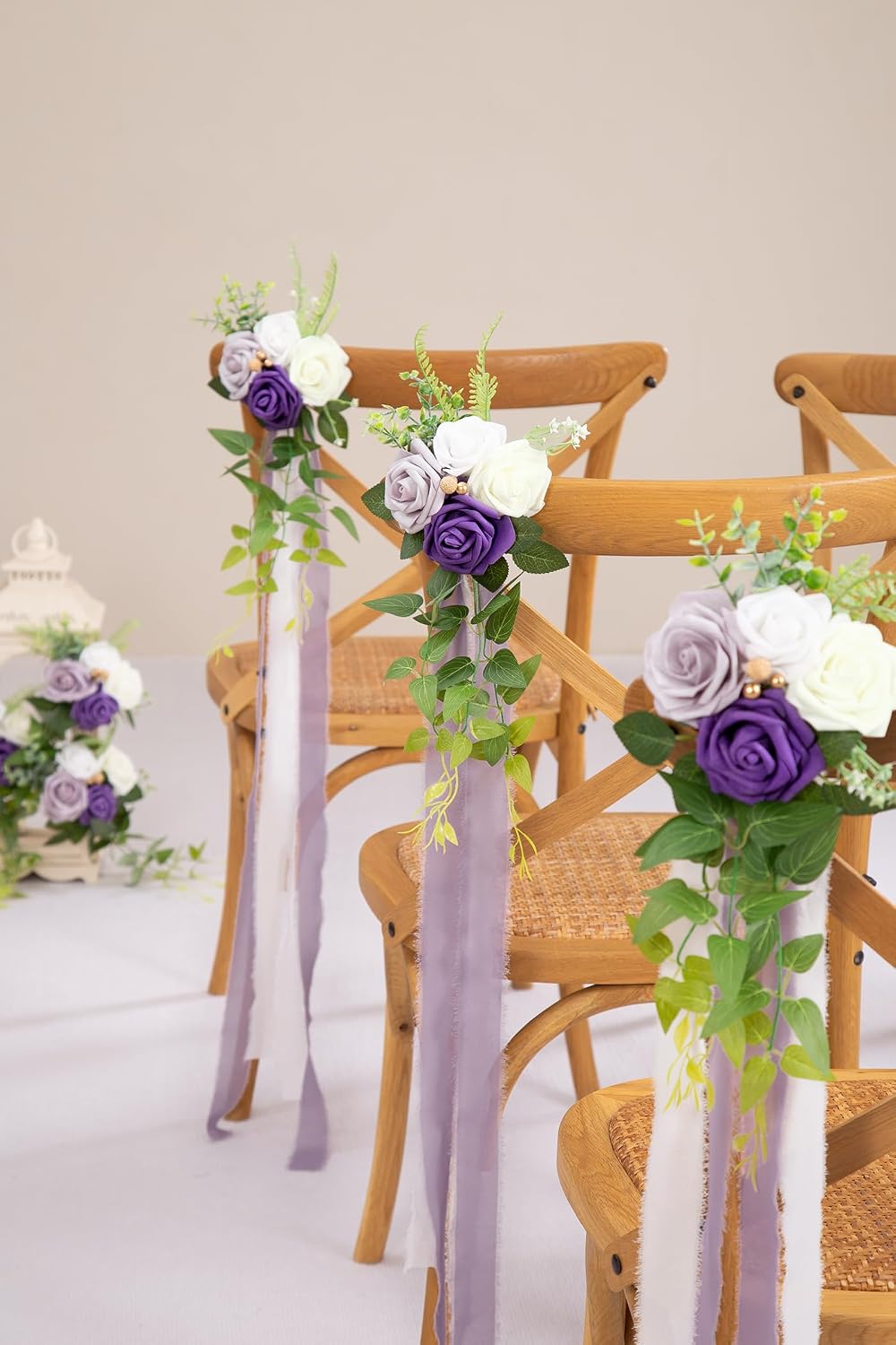 DORIS HOME Wedding Aisle Decorations Purple Pew Flowers Set of 10 image 2