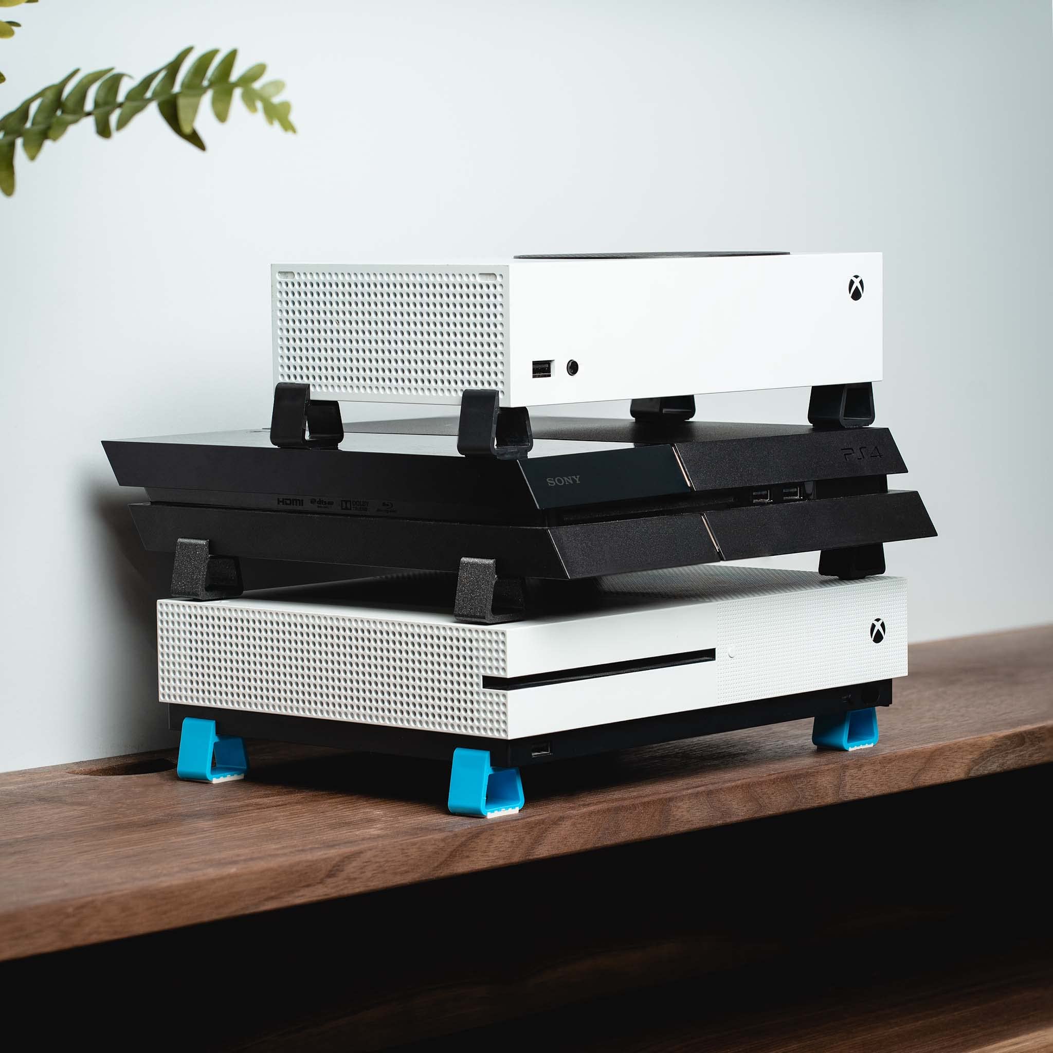 Glistco Simple Feet 2 - Universal Stand for Electronic Equipment, Gaming Consoles and Accessories (5-Pack, Night Black)