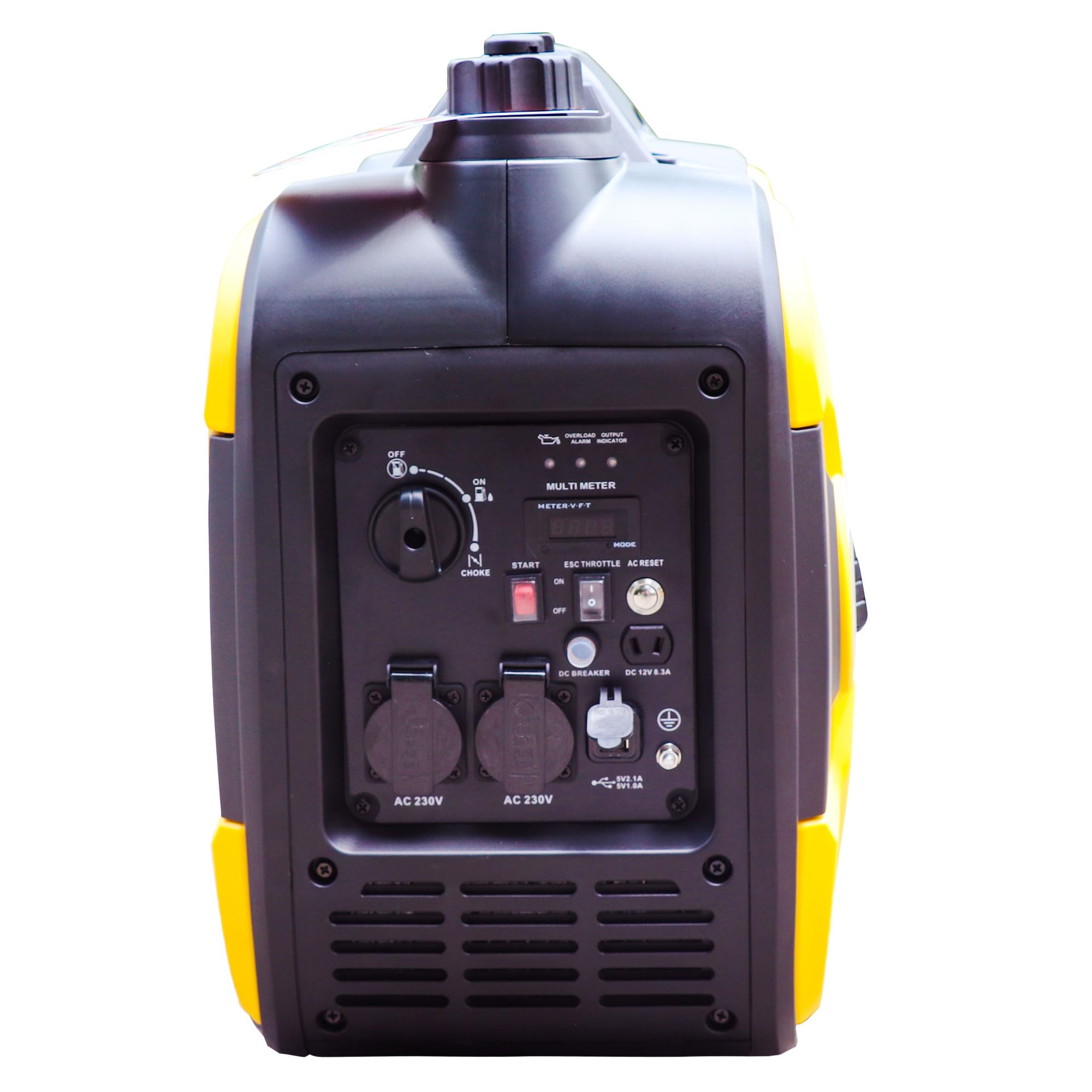 ITCPower Generador Inverter Gasolina GG34EI – Potencia 3400W Máx / 3200W Nominal – Arranque Manual y Eléctrico – 2 Tomas 16A – Bajo Ruido 64dBA – Portátil 27kg