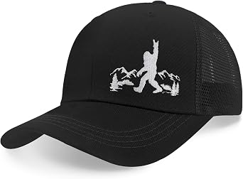 Bigfoot Trucker Hat for Men Women, Adjustable Embroidered Baseball Cap, Big Foot Sasquatch Gifts for Father