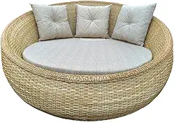 Poltrona Redonda Chase Cor Palha Sofá Redondo Namoradeira Jardim área Externa e Interna Varanda