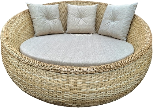 Poltrona Redonda Chase Cor Palha Sofá Redondo Namoradeira Jardim área Externa e Interna Varanda