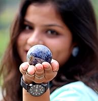 Vista 3 de Jet Sodalite 1.772-1.969 in - Esfera de bola tallada a mano, cristal tallado a mano, curación, enfoque devocional, chakras espirituales, Jet