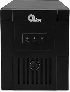 QIAN 1000VA 600W UPS 4 Outlet Compact Mini Tower Uninterruptible Power Supply for Computer PC Electric Equipment Quick Charge Sine Wave Battery Backup Surge Protector QEI-1000-01