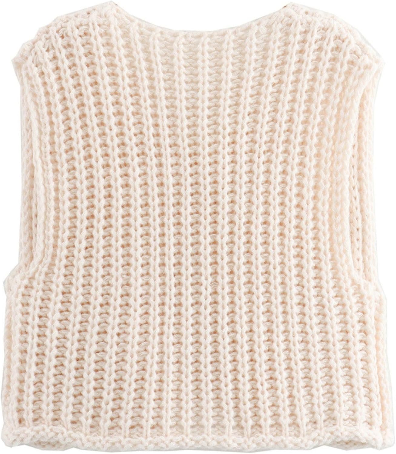 Chevara Women’s Chunky Cropped Sweater Vest Cute Sleeveless Crewneck Button Down Crop Knit Cardigan with Pocket - Image 3