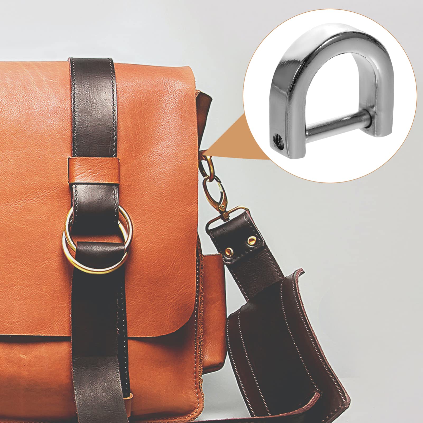 NUOBESTY Anillas en D para Bolsos Tornillo Desmontable 4 Piezas, Herrajes de Aleación de Zinc Plateada, para Mochilas y Manualidades, Accesorios Versátiles para Reparación y Reemplazo