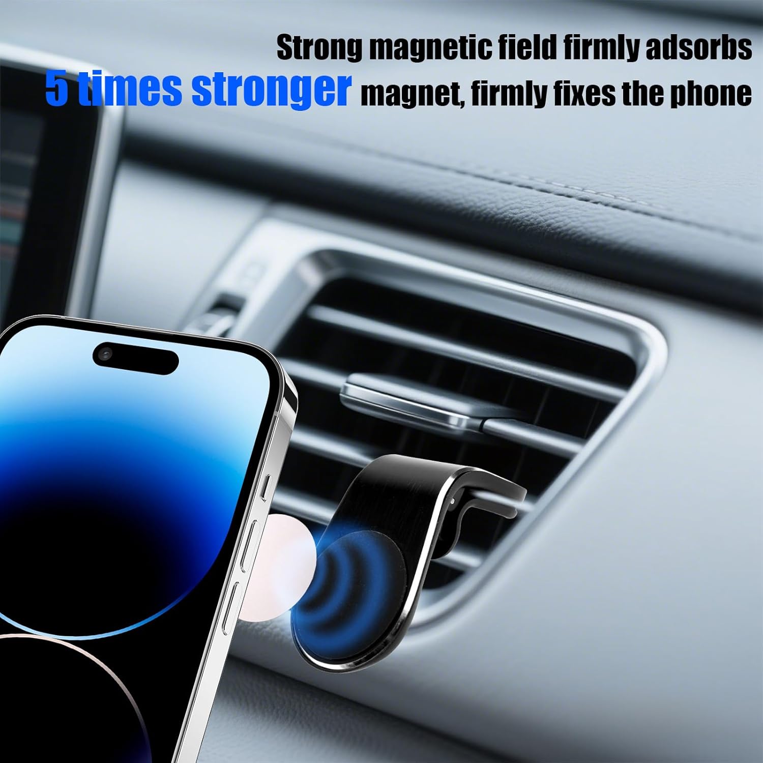Mobile Phone Navigation Magnetic Bracket, 360° Rotational L-Type Magnetic Car Mount Universal Phone Holder Air Vent Car Magnet Mount for All Smartphones (Black) image 4 of 7 B0F6L8YFK5