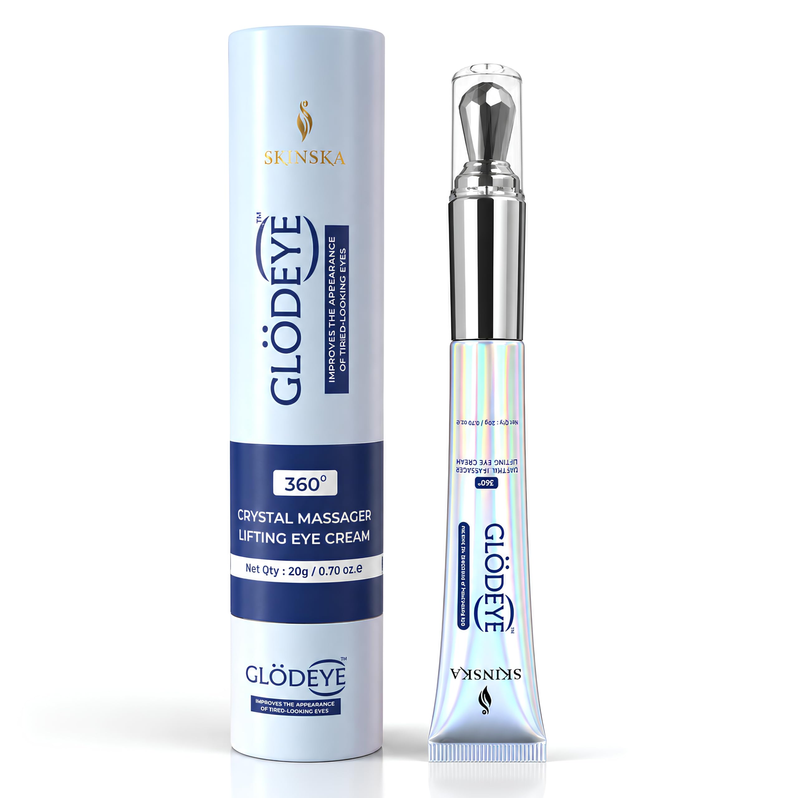 SKINSKA NATURALS Glödeye 360° Crystal Massager Lifting Eye Cream 20g | Reduces Dark Circles, Puffiness & Fine Lines | Firms & Brightens Under Eye Area | For Men & Women-image-37