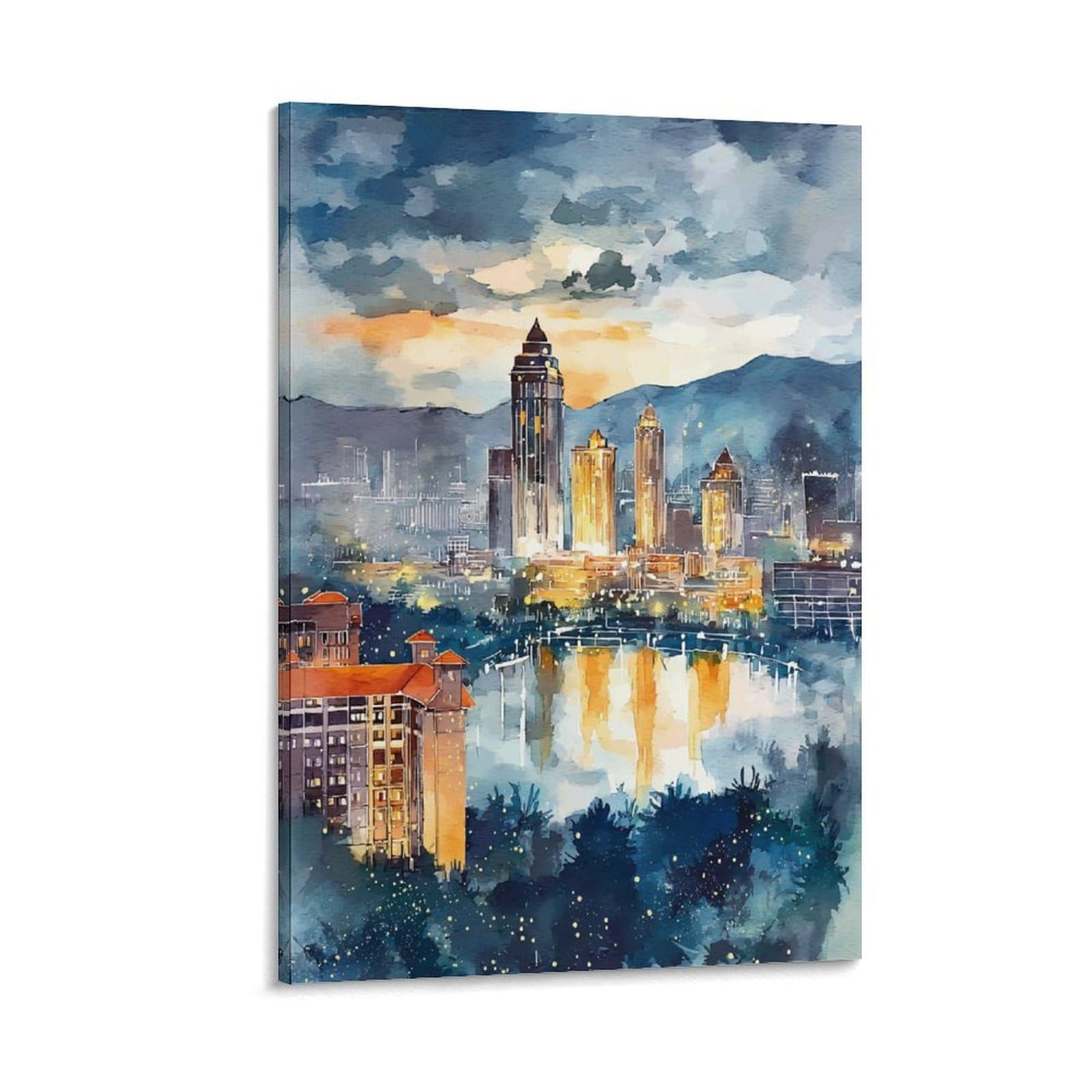 XWYMXZ Las Vegas Tree 20x30inch(50x75cm) Vintage Travel Poster Watercolor Canvas Art