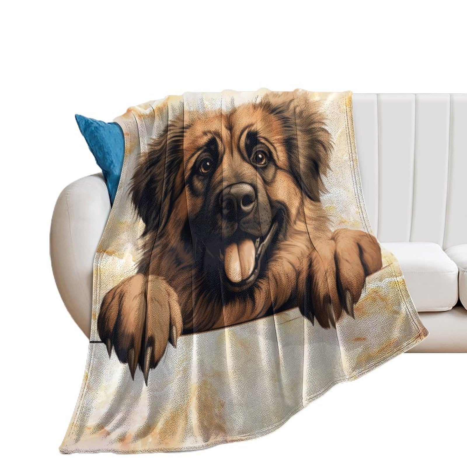 Luijorgy Style-11 Leonberger Throw Blanket 40X50in Warm Super Soft & Plush Flannel Throws For Bed Couch Sofa Office Home, Microfiber Lightweight Cozy Fuzzy Blankets For Hot Sleepers
