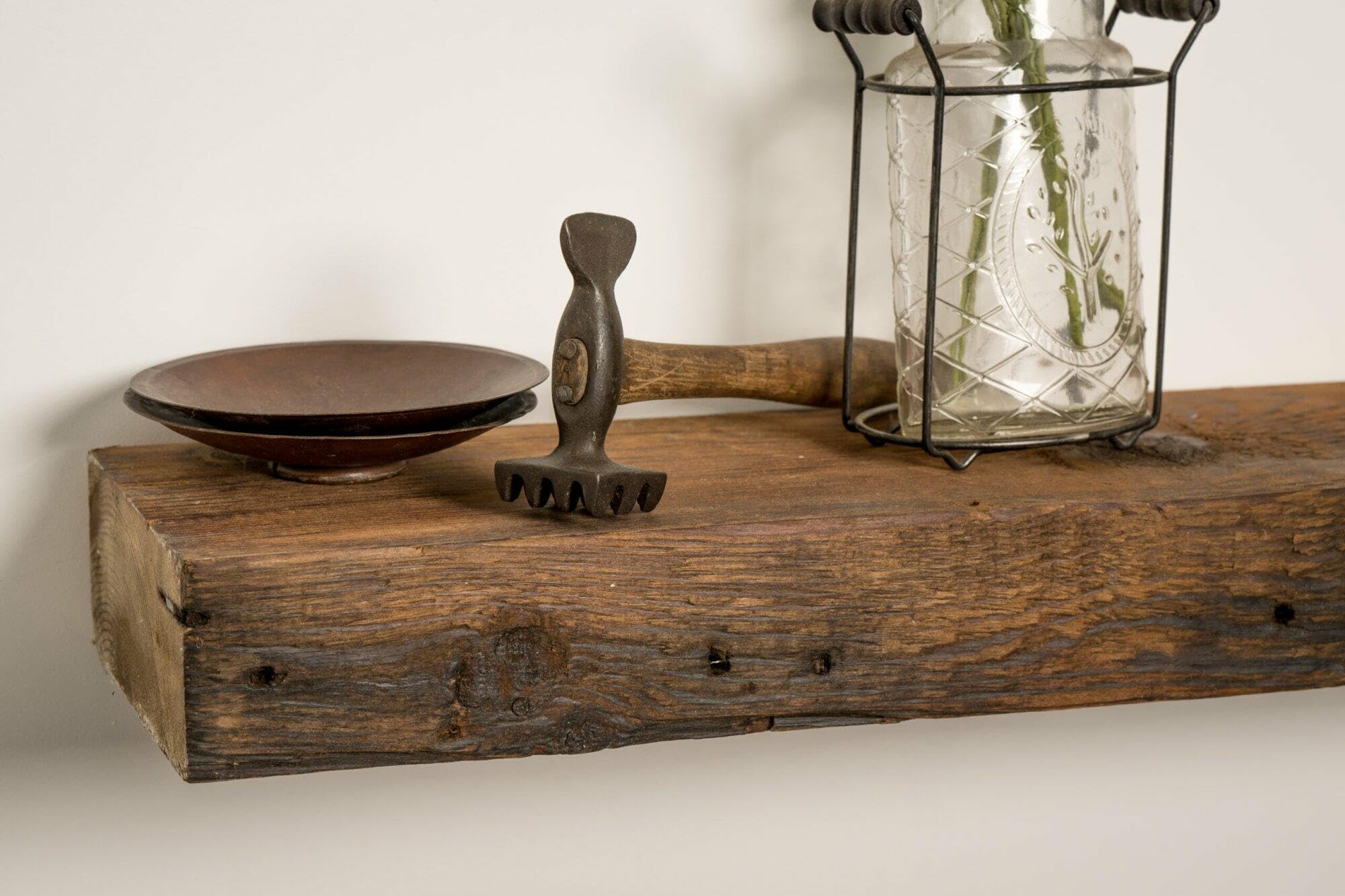Modern Timber Craft Reclaimed Wood Mantel Shelf | Easy-to-Install | Floating Shelf Brackets Included | Rustic Decoration | 2.75" Thickness | 96" L x 7" D, Unfinished