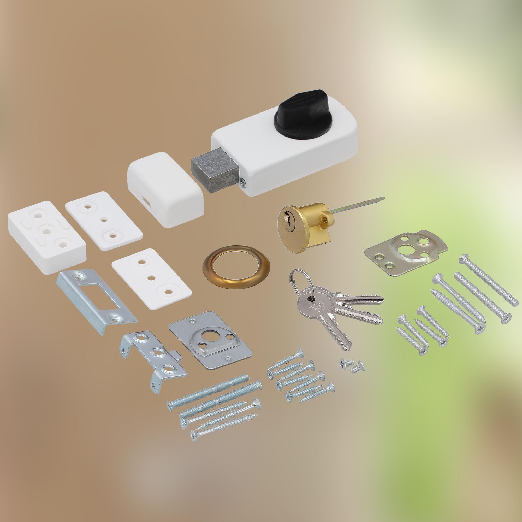 KOTARBAU® Cerradura adicional de 50/60 mm, 3 colores, con cilindro de cierre, diferentes cierres, cerradura para puerta, cerradura para puerta, cerradura de caja (blanco), 50/60 mm