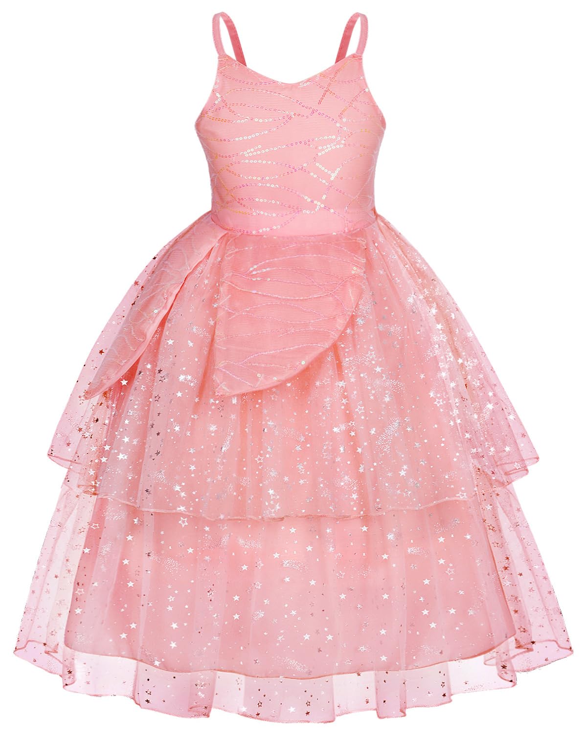 Marendyee Kids Princess Dress up Witch World Book Day Costumes for Girls Pink Princess Dress Star Sequin Prom Dresses Theme Fancy Party Dressing up Children's Witches Cosplay Outfit 7-8 Years