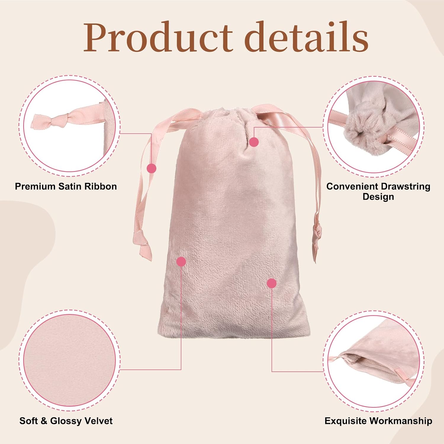 uxcell 12Pcs Velvet Drawstring Bags, 4" x 6" Small Jewelry Pouches, Velvet Gift Bags with Drawstrings for Earrings, Rings, Wedding Favors, Party Favors, Storage, Pink image 3