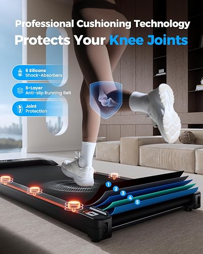 Walking Pad with Incline, 1-6 Km/H 8% Portable Under Desk Walking Treadmill, Exercise Equipment For Home Office Use, Quiet Running Machine - 7